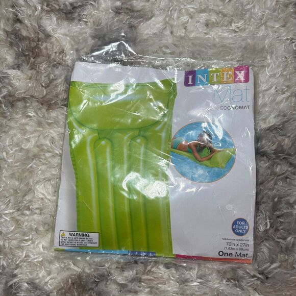 INTEX Economat 72”x27” Inflatable‎ Adult Float Mat Green #59703EP NEW SEALED - Picture 2 of 6
